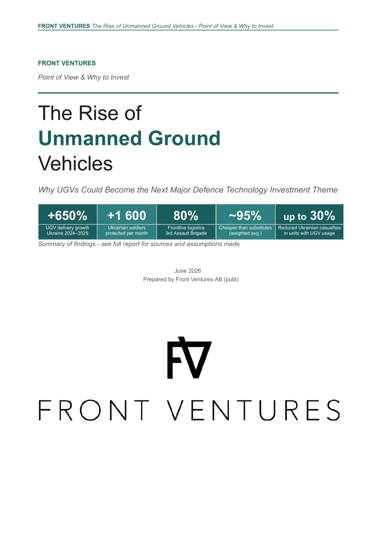 The Rise of Unmanned Ground Vehicles — cover